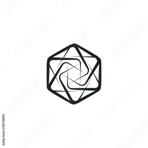 Hexagon Logo - element perspective geometric abstract design vector line art geometry shape grid mosaic finance business