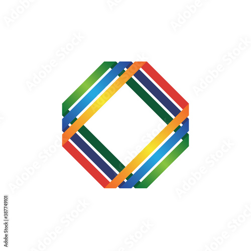 Rhombus Logo - Cube block element perspective geometric abstract design vector line art geometry shape grid mosaic finance business