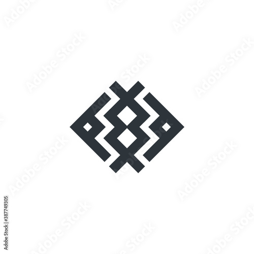 Rhombus Logo - Cube block element perspective geometric abstract design vector line art geometry shape grid mosaic finance business