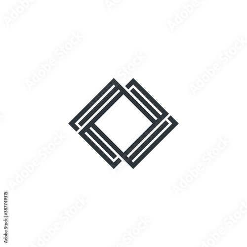 Rhombus Logo - Cube block element perspective geometric abstract design vector line art geometry shape grid mosaic finance business