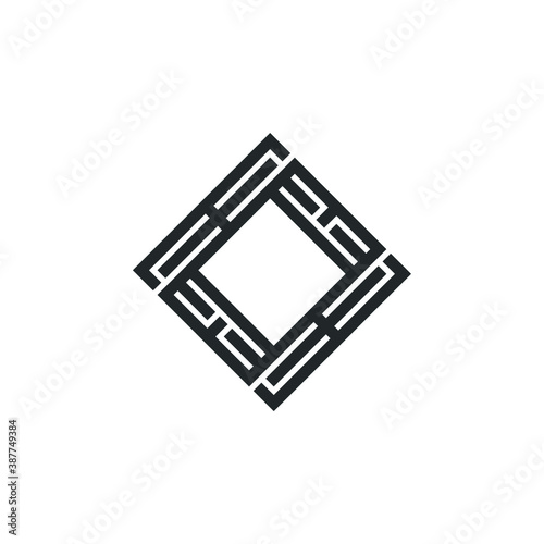 Rhombus Logo - Cube block element perspective geometric abstract design vector line art geometry shape grid mosaic finance business