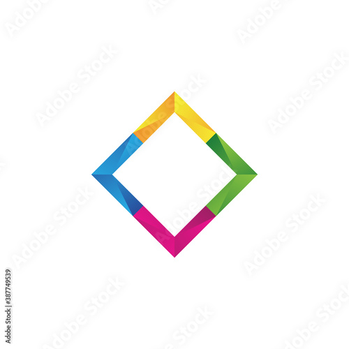 Rhombus Logo - Cube block element perspective geometric abstract design vector line art geometry shape grid mosaic finance business