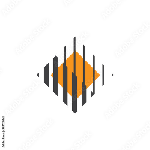 Rhombus Logo - Cube block element perspective geometric abstract design vector line art geometry shape grid mosaic finance business