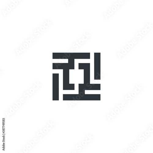 Square Cube Logo - block element perspective geometric abstract design vector line art geometry shape grid mosaic