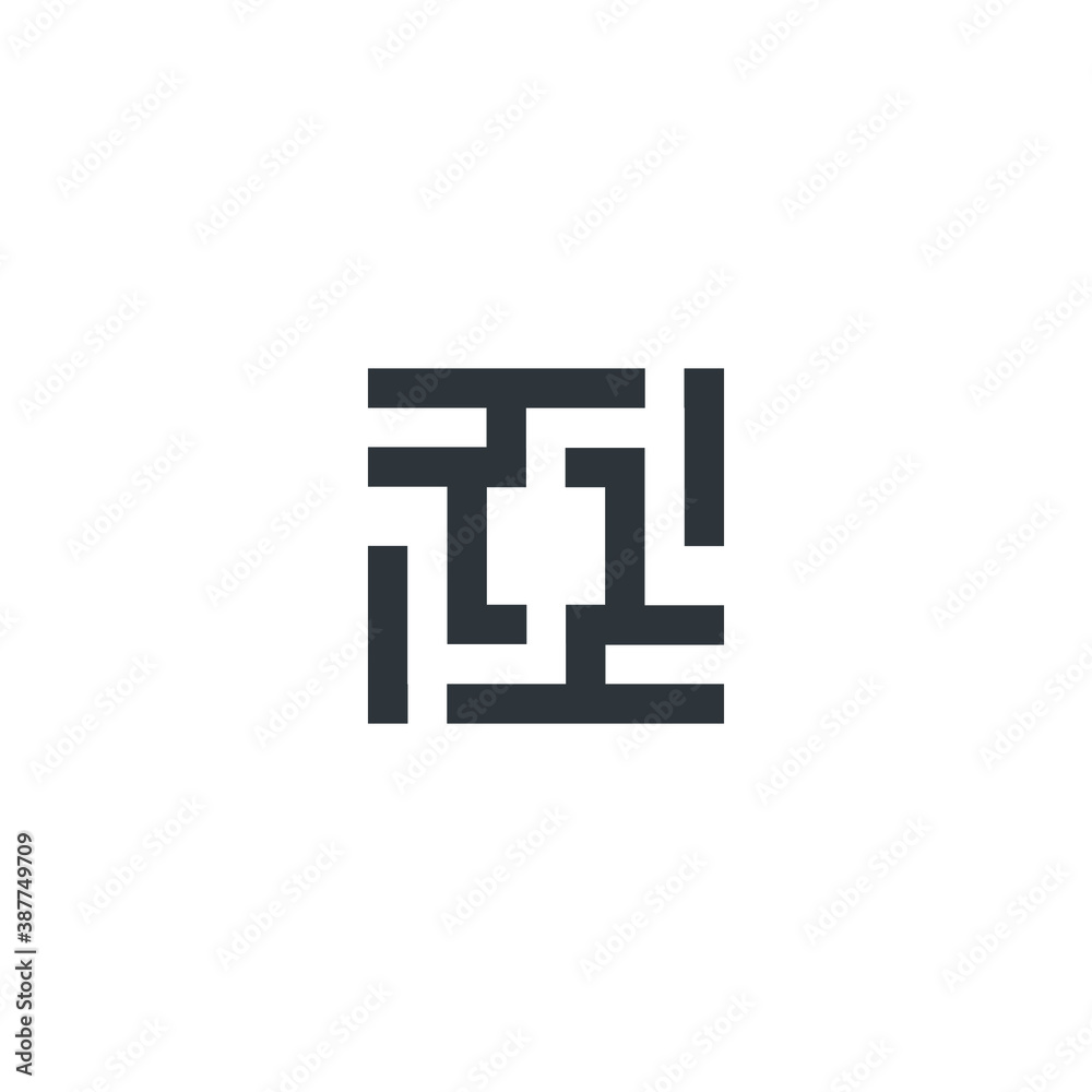 Square Cube Logo - block element perspective geometric abstract design vector line art geometry shape grid mosaic
