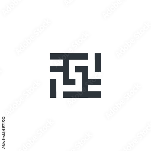 Square Cube Logo - block element perspective geometric abstract design vector line art geometry shape grid mosaic