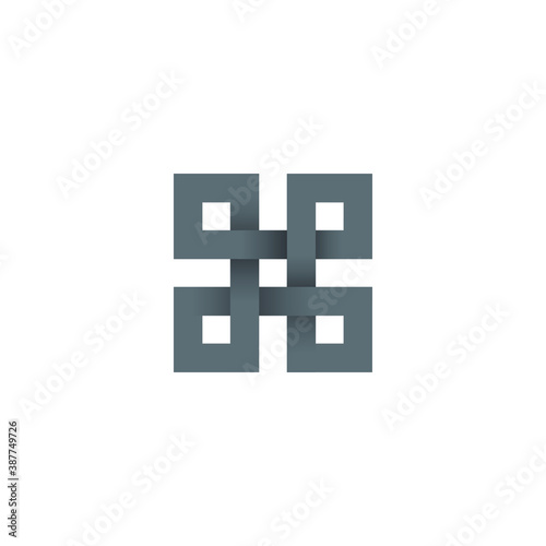 Square Cube Logo - block element perspective geometric abstract design vector line art geometry shape grid mosaic
