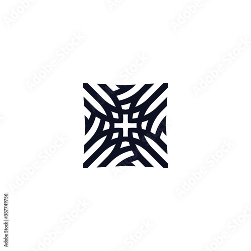Square Cube Logo - block element perspective geometric abstract design vector line art geometry shape grid mosaic