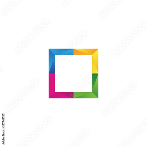 Square Cube Logo - block element perspective geometric abstract design vector line art geometry shape grid mosaic