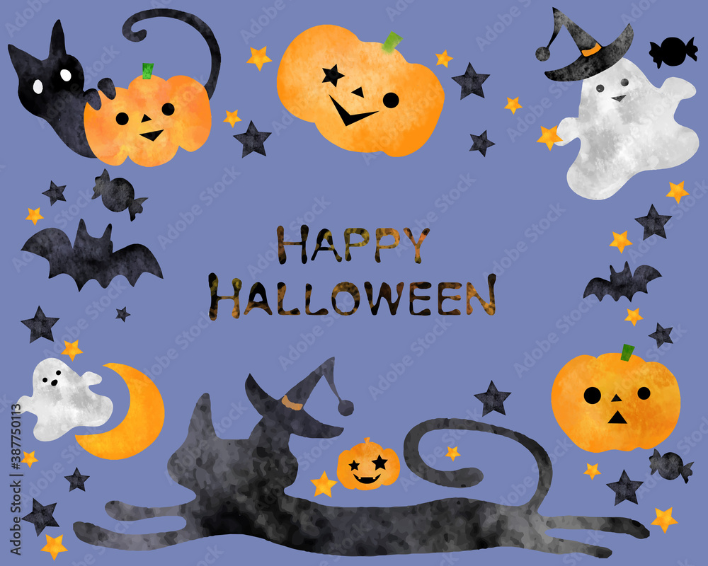水彩風イラスト素材 ハロウィンのイベント パーティー Ilustracion De Stock Adobe Stock