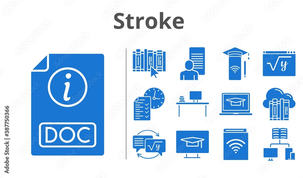stroke set. included audiobook, study, smartphone, test, homework, maths, book, student-desktop, cloud, desktop, student-laptop, school, doc icons. filled styles. stroke set. included audiobook, study, smartphone, test, homework, maths, book, student-desktop, cloud, desktop, student-laptop, school, doc icons. filled styles.