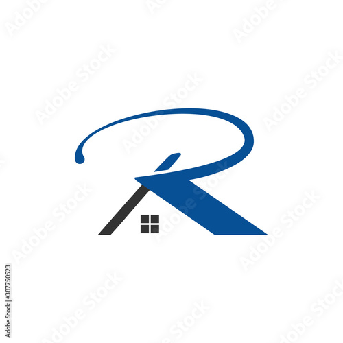 letter R home logo icon template
