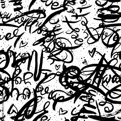 Graffiti background seamless pattern. Hand style tagging