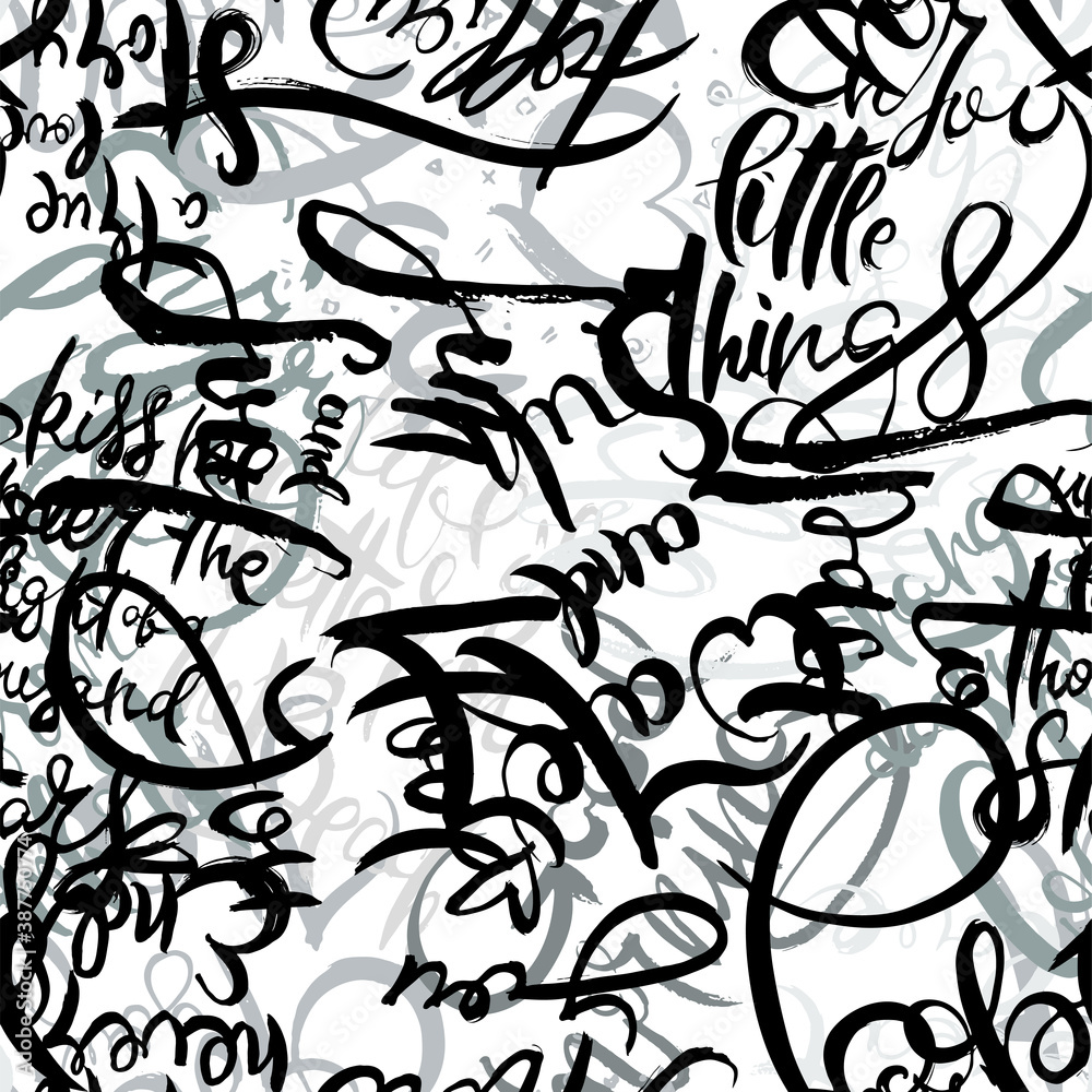 Fototapeta premium Graffiti background seamless pattern. Hand style tagging
