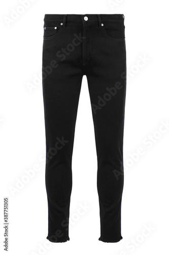 Black mens jeans. Casual style. Front view