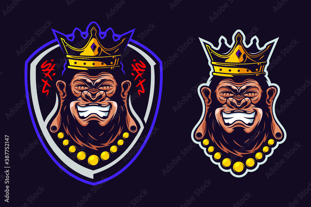 king gorilla buddha mascot illustration