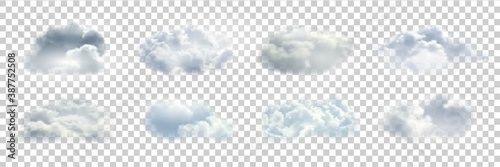 Vector set of realistic isolated cloud for template decoration and covering on the transparent background. Concept of storm.