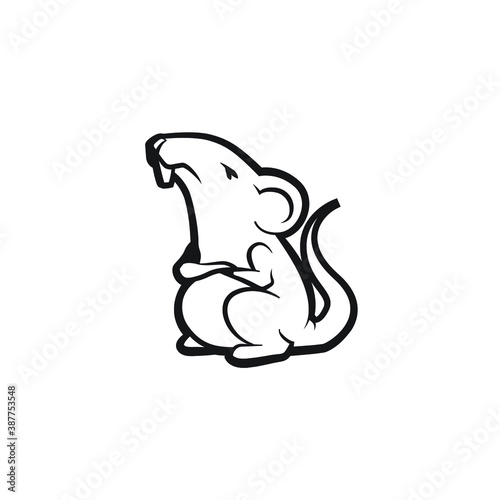Angry Mouse logo mascot illustration - cartoon character posing rat little domestic animal vector mammal cute tail fun funny young zoo laboratory standing cheese