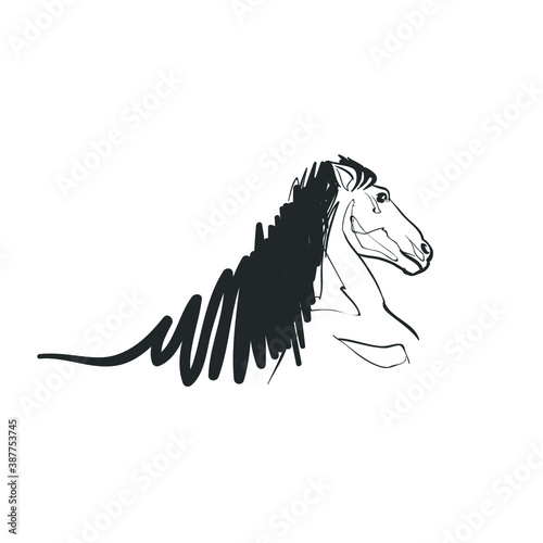 Horse race doodle drawing - stallion symbol mammal farm wild racehorse run jockey domestic pet gallop power ride racing winner outdoor