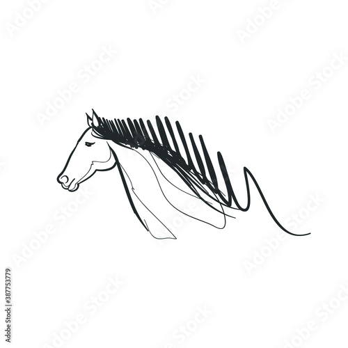 Horse race doodle drawing - stallion symbol mammal farm wild racehorse run jockey domestic pet gallop power ride racing winner outdoor
