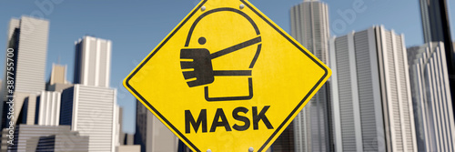 Mask sign in the city photo