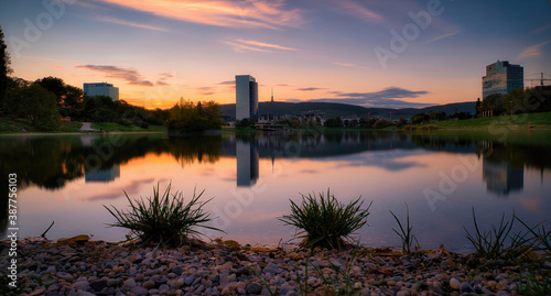 Canvas Print Lake Kuchajda in the center of Bratislava, Slovakia