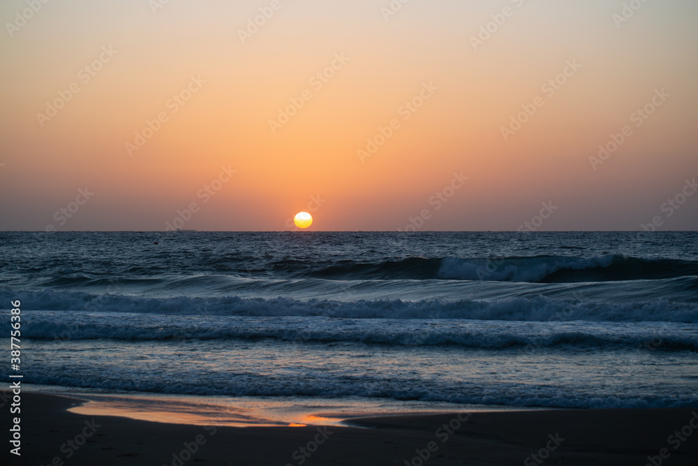 Beautiful sunset on the Mediterranean Sea. Copy space for your text
