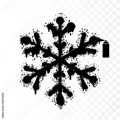 Grunge spray snow flake element, snow symbol