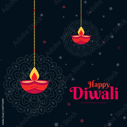 Happy Diwali Minimal Social Media Post, Poster, Banner - Vector