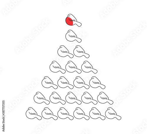 Christmas Tree Shape Made of Red Birds Icons