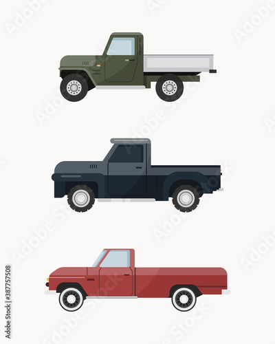 Set of off-road suv car. Off-road vehicle vector illustration. 