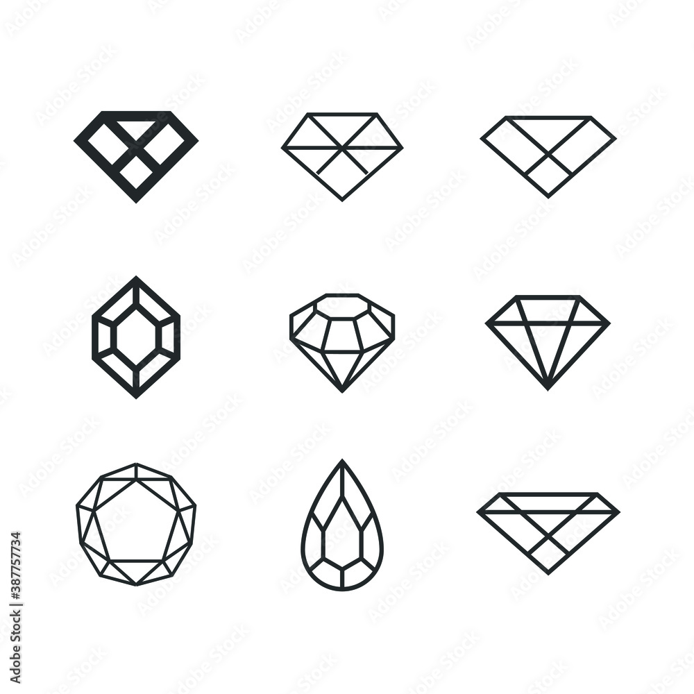 Diamond logo set collection jewel jewelry - boutique lux luxury gem gemstone crystal carat rich treasure gift fashion sparkle royal wealth marriage engagement ring love romance Diamond logo set collection jewel jewelry - boutique lux luxury gem gemstone crystal carat rich treasure gift fashion sparkle royal wealth marriage engagement ring love romance