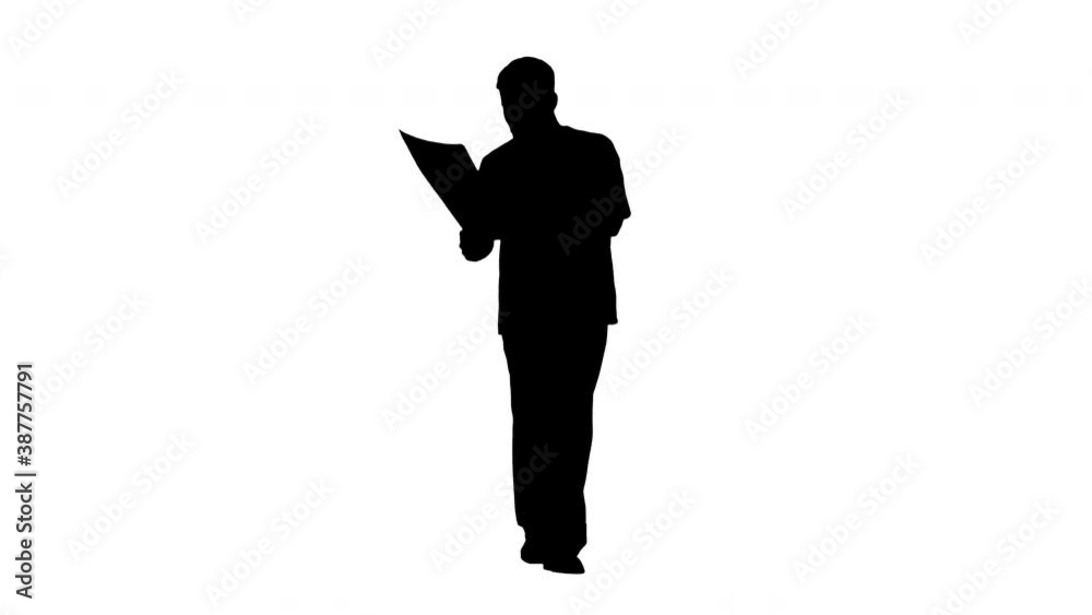 Surgeon studying mri brain scan while walking, Alpha Channel Surgeon studying mri brain scan while walking, Alpha Channel