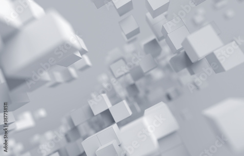 Abstract 3d render, white geometric background design with cubes