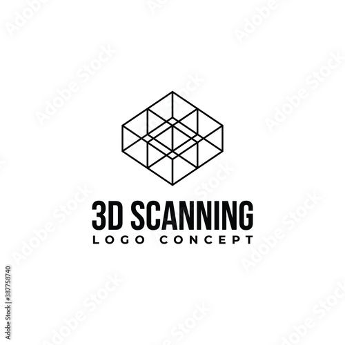3D Laser Scanning Logo design - technology scan scanner digital engineering industrial precision tool machine process light identification verification sensor electronic