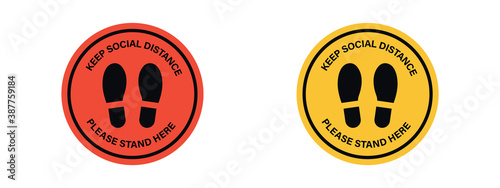 Print, Please stand here, floor sign for Corona Virus concept