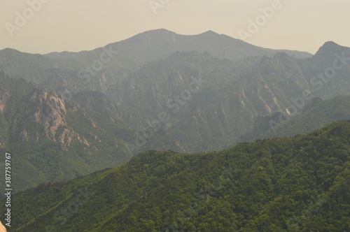 Climbing Seoraksan mountain in the Taebaek mountain range in the Gangwon Province outside of Sokcho, South Korea photo