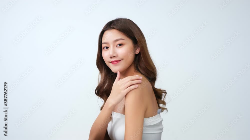 Beautiful Young Asian Woman short hair with Clean Fresh Skin. Face care, Facial treatment, Cosmetology, beauty and healthy skin and cosmetic ideas concept .woman beauty skin isolated . Beautiful Young Asian Woman short hair with Clean Fresh Skin. Face care, Facial treatment, Cosmetology, beauty and healthy skin and cosmetic ideas concept .woman beauty skin isolated .