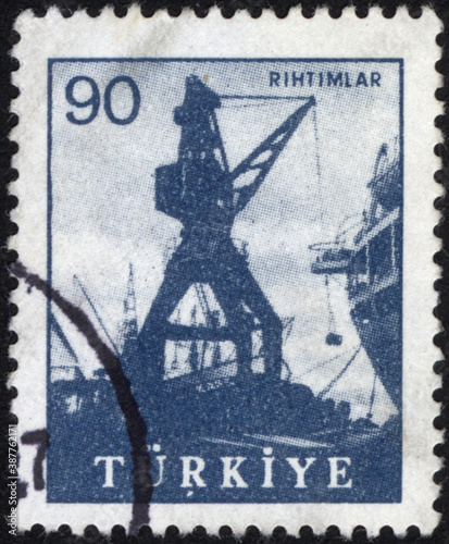 Republic of Turkey. Republic of Turkey postage stamp. Republic of Turkey historical stamp. A postage stamp printed in Republic of Turkey. photo