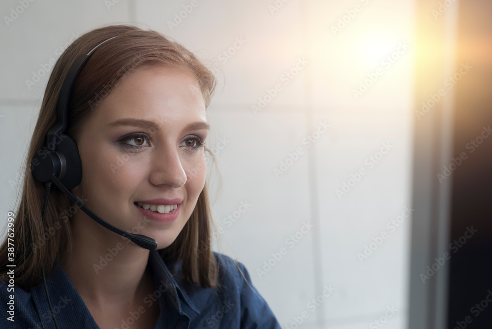 portrait of a woman with headset portrait of a woman with headset