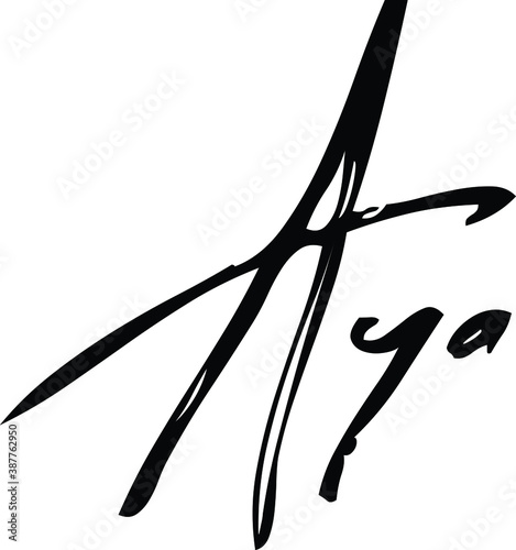 Tableau sur toile Aya-Female Name Modern Brush Calligraphy Cursive Text on White Background