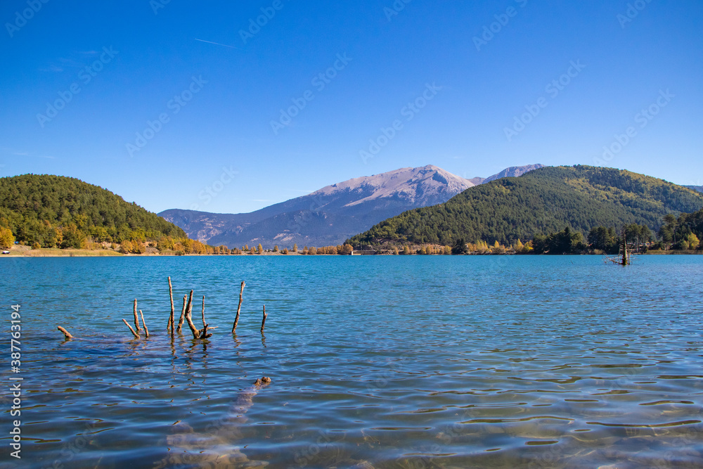 A wonderful view of Lake Doxa in Corinthia, Peloponnese, Greece