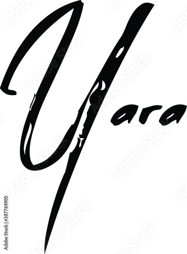 Yara-Female Name Modern Brush Calligraphy Cursive Text on White Background