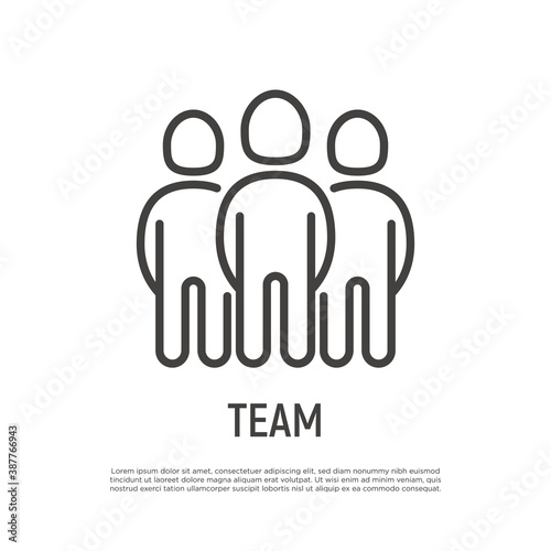 Gathering thin line icon. Group, team, organization, community. Vector illustration.