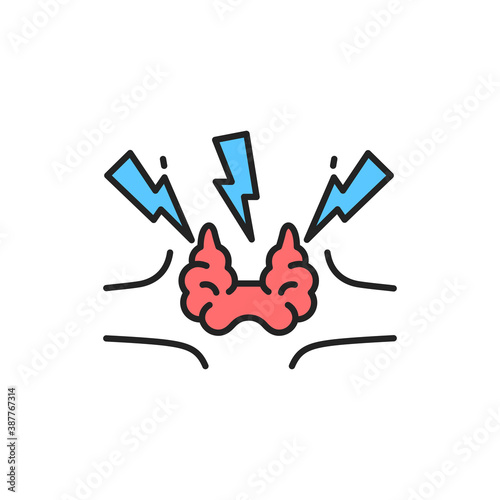 Autoimmune thyroiditis color line icon.Pictogram for web page, mobile app, promo.