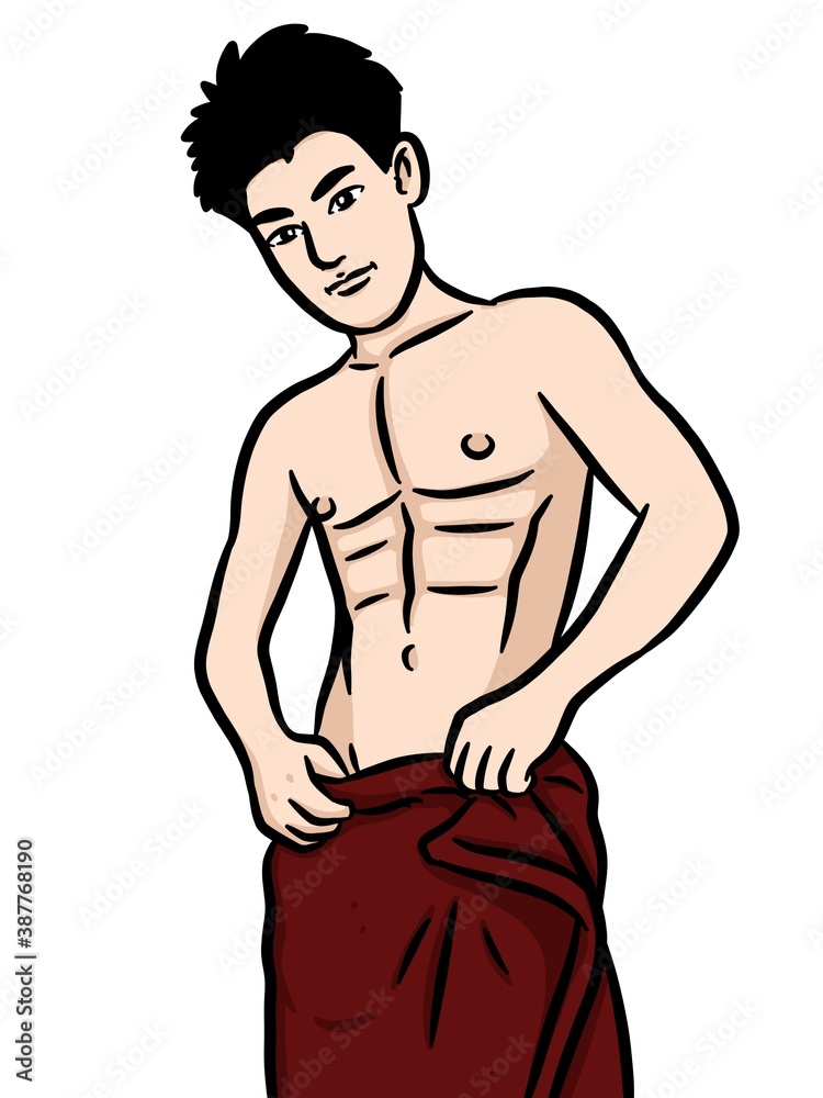 Fototapeta premium cartoon cute man on white background