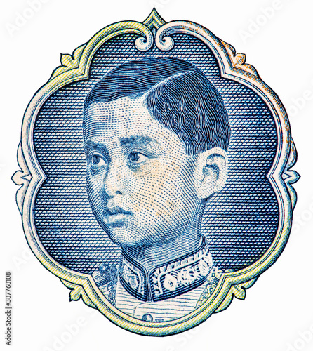 His Majesty Prince Ananda Mahidol (1925 - 1946) also known as King Rama VIII, the eighth monarch of Siam of the Chakri dynasty. Portrait from Thailand 1 Baht 1935-1938 Banknotes. photo