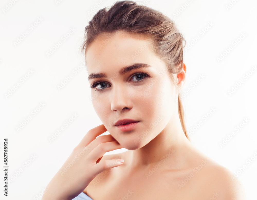 young pretty caucasian woman spa isolated on white background, beauty people making cosmetic care concept young pretty caucasian woman spa isolated on white background, beauty people making cosmetic care concept