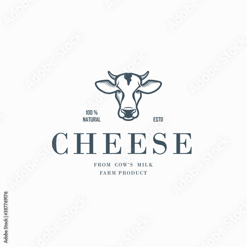 Vector Illustration logos and badges farm cow's isolated or white background. Farm animals badges