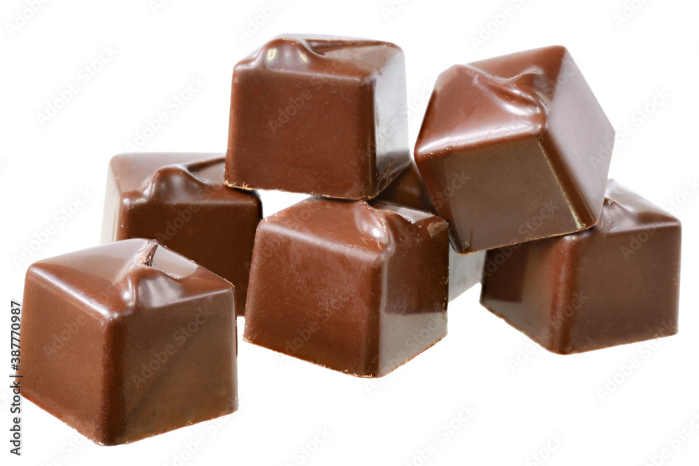 Cubes of chocolate candy isolated